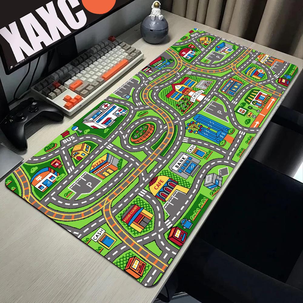 Desk Setup Pegboard - แผ่นรองเมาส์แผ่นรองปูโต๊ะขนาดใหญ่สำหรับเล่นเกมเมืองถนนเกมส์ PC ขนาด900x400แผ่นรองเมาส์สำหรับสำนักงานขนาด XXL