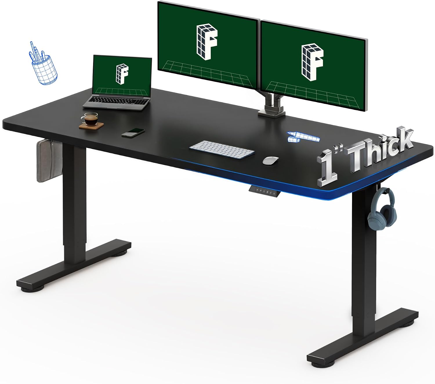 Desk Setup One Monitor - FLEXISPOT โต๊ะทำงานปรับระดับไฟฟ้า 60