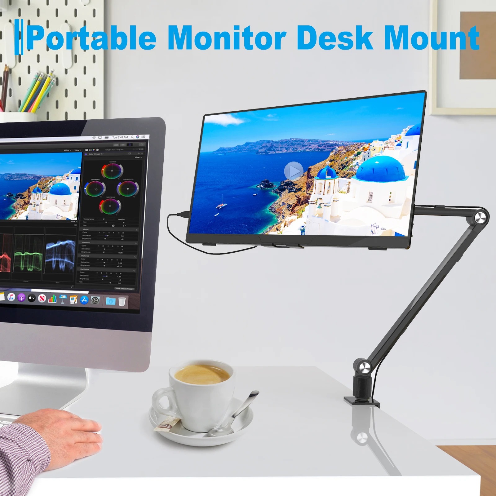 Desk Setup Monitor Arm - 2025 แท็บเล็ตสําหรับ Ipad แบบพกพาขาตั้ง Mount สําหรับ