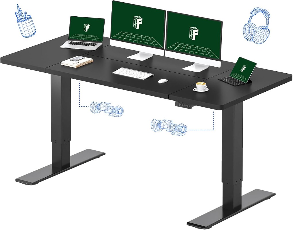 Desk Setup Workspace - โต๊ะทำงานปรับระดับไฟฟ้า FLEXISPOT สีดำ | มอเตอร์คู่, รองรับน้ำหนัก