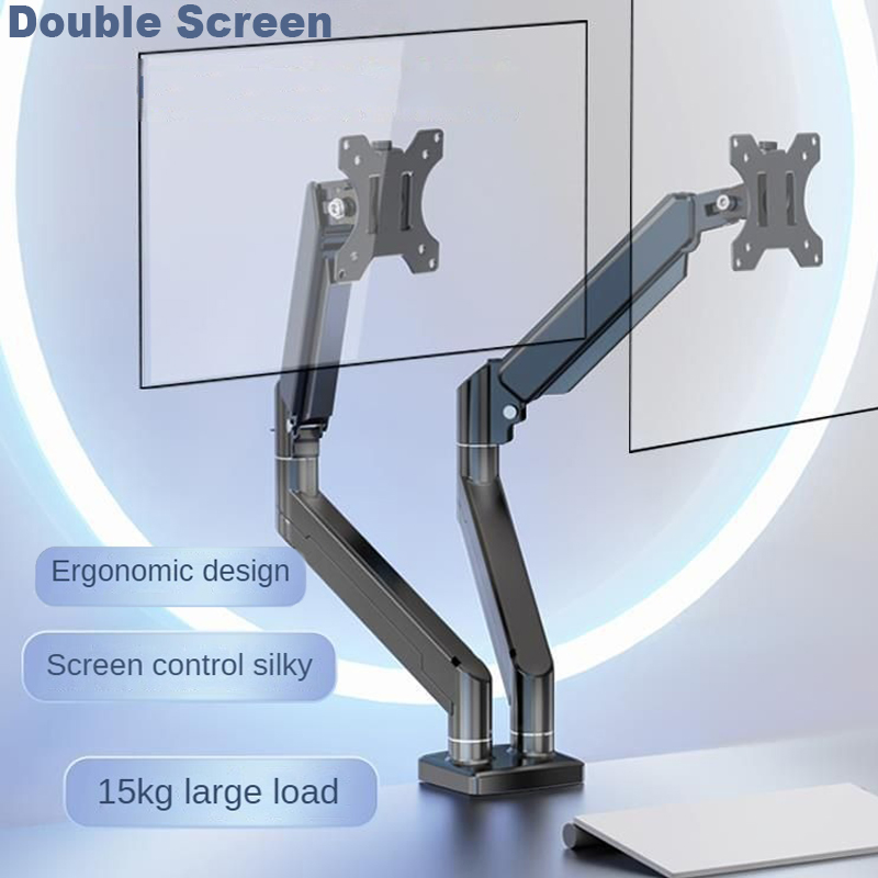 Desk Setup Monitor Arm - แขนจอภาพคู่สามารถรับน้ำหนักได้สูงสุด20กก. แท่นยึดโต๊ะปรับความสูงและมุมได้สำหรับหน้าจอขนาด14ถึง32นิ้ว