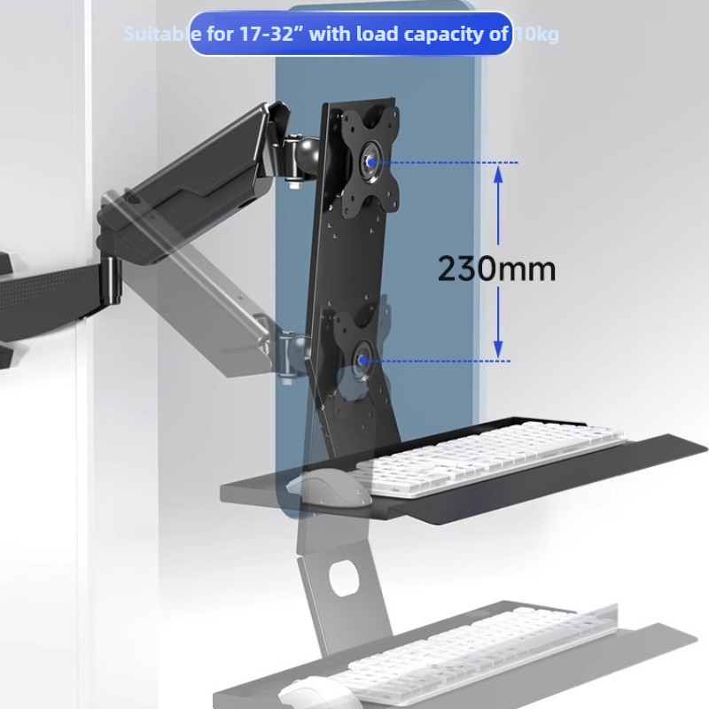 Desk Setup Monitor Arm - ขาตั้งจอภาพแบบหนัก รองรับน้ำหนักได้มาก ปรับระดับได้ตามหลักสรีรศาสตร์ พร้อมที่วางคีย์บอร์ดอเนกประสงค์ แบบหนีบโต๊ะและติดผนัง สำหรับสำนักงาน