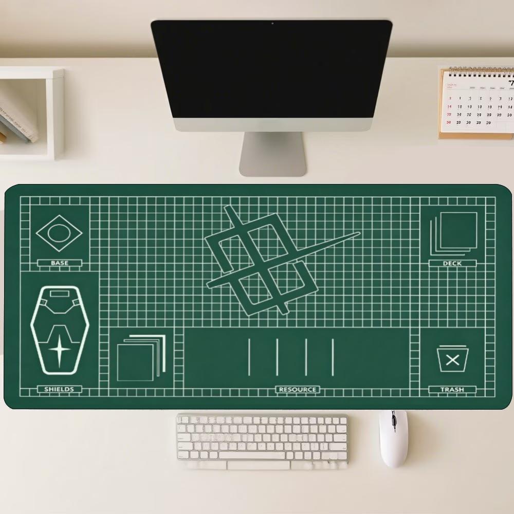 Desk Setup Workspace - แผ่นรองเมาส์ขนาดใหญ่ลายตารางกันลื่น แผ่นรองโต๊ะแบบขยายสำหรับการเล่นเกม สำนักงาน พื้นที่ทำงาน คีย์บอร์ด และเมาส์